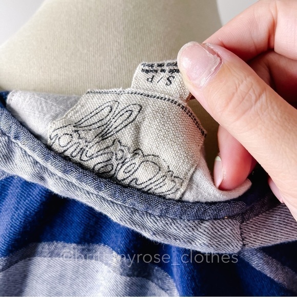 ACE & JIG Kyoto Blue Gray Metallic Stripe Drawstring Dress - Picture 4 of 6